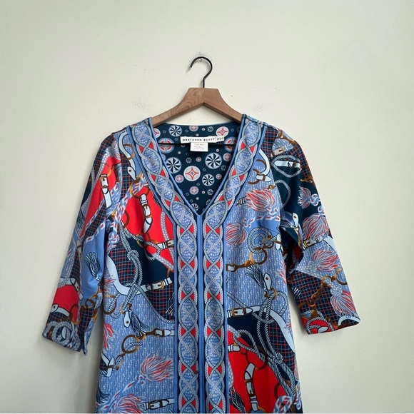 Gretchen Scott Jersey Bordertown Ditto Dress Imari Equestrian Scarf Nautical S - Picture 6 of 14